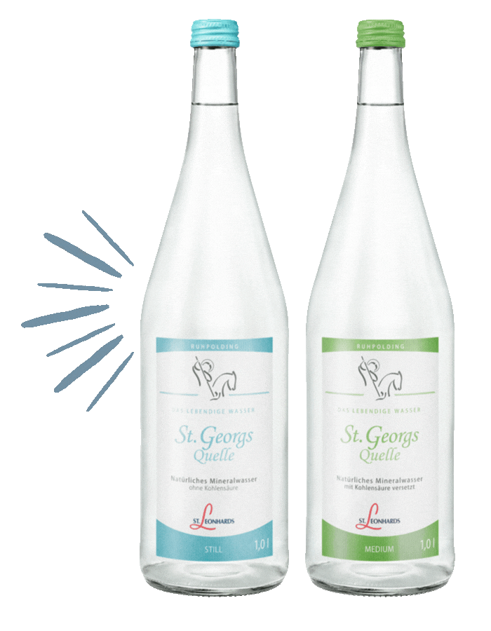St. Georgsquelle still & medium in 1 Liter nebeneinander